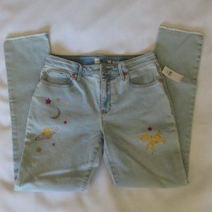 4/$14 NWT GAP girls JEANS adjustable SUPER SKINNY ankle SATURN stars SIZE 16
